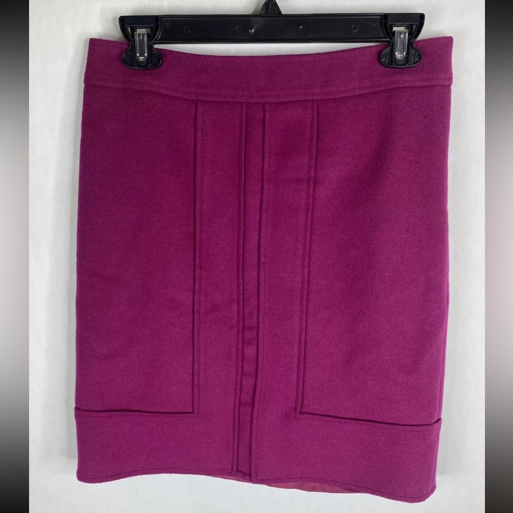 Ann Taylor Womens Skirt 4P Pink Straight Wool Blend Lined Knit Magenta